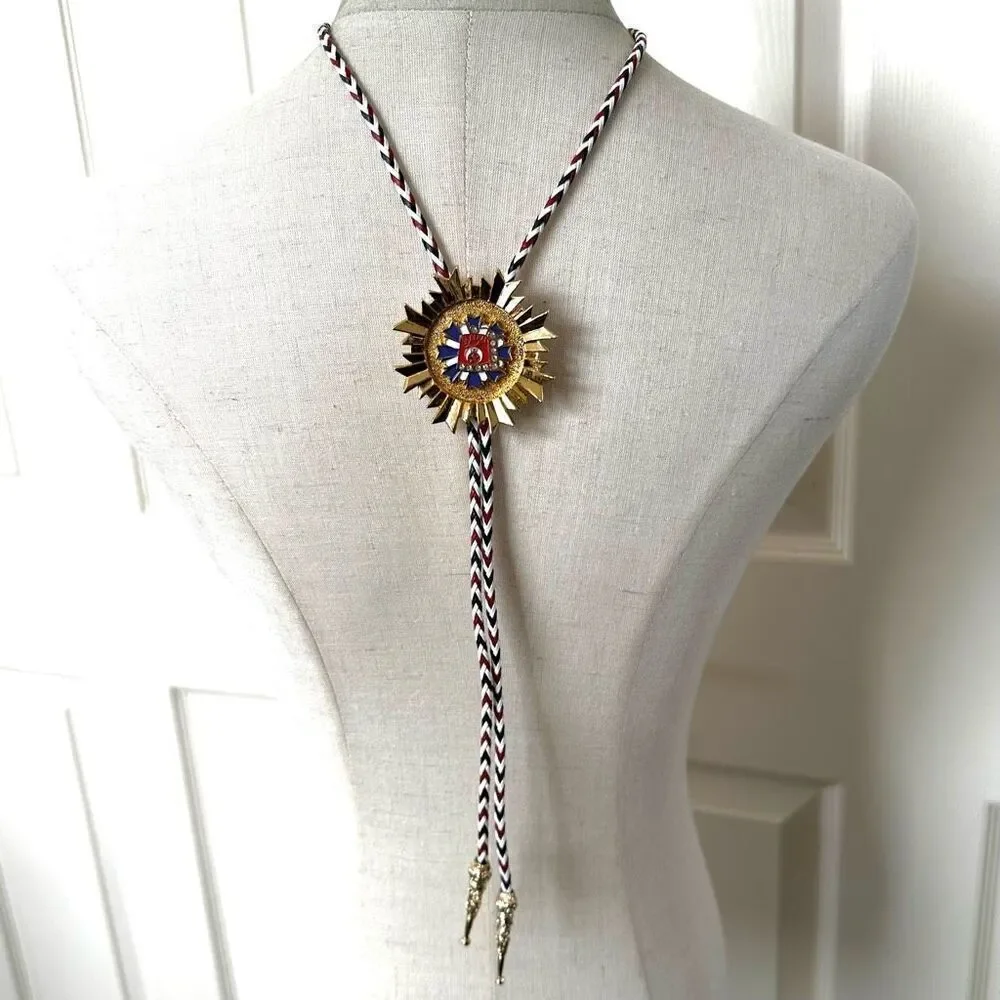 El Bekal red white blue bolo tie el bekal